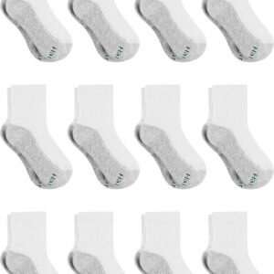 Hanes Boys' Socks, Double Tough Cushioned Ankle and No Show, 12-Pair Packs